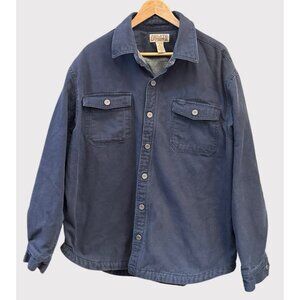 Duluth Trading Mens Fleece Lined Blue Workwear Shacket Jacket Outdoor Utility XL